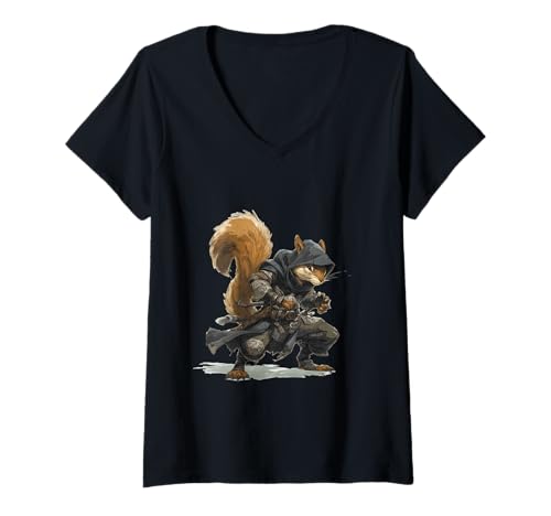 Damen Fantasy Squirrel Rogue für Herren T-Shirt mit V-Ausschnitt Damen Fantasy Squirrel Rogue für Herren T-Shirt mit V-Ausschnitt von Fantasy Squirrel Rogue Co.