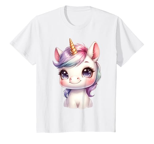 Kinder Süßes Einhorn Design mit Regenbogenmähne T-Shirt Kinder Süßes Einhorn Design mit Regenbogenmähne T-Shirt von Fantasy Tiere Kawaii Einhorn Fanartikel