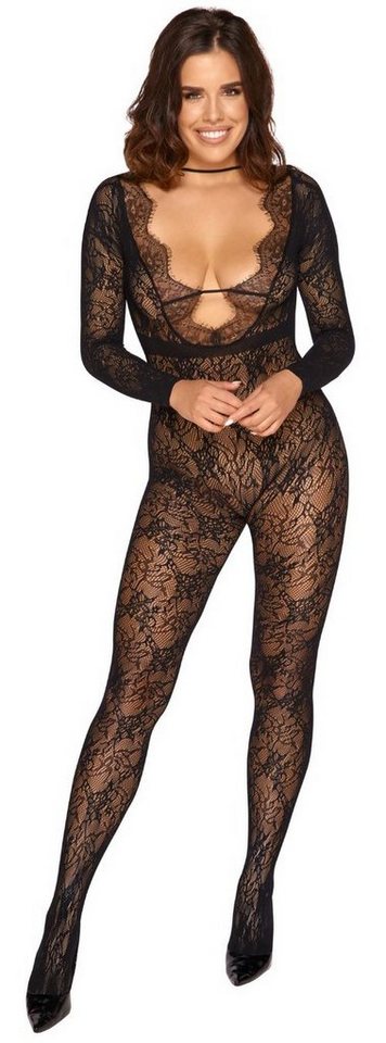 Fantasy by Cottelli Collection Bodystocking Langarm-Bodystocking ouvert in Spitzenoptik - schwarz (1 St) Einladend ouvert im Schritt Fantasy by Cottelli Collection Bodystocking Langarm-Bodystocking ouvert in Spitzenoptik - schwarz (1 St) Einladend ouvert im Schritt von Fantasy by Cottelli Collection