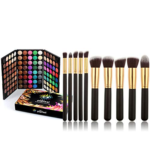 FantasyDay® 120 Farben Hochpigmentierte Warme Natürliche Langlebig Schimmer Lidschatten Palette mit 10 Hochwertiger Augenpinsel Pinselset - Charming Eyeshadow Palette Augenschatten Beauty Makeup Kit von FantasyDay