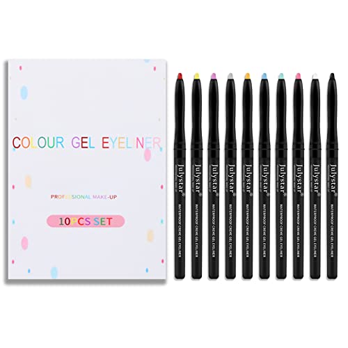 FantasyDay 10 Farben Wasserfest Wischfester Eyeliner Cremig Weiche Textur Eyelinerstift Langanhaltend Einfache Anwendung Augenstift - Professional Make-up Sets Eye Liner für Augen, Gesicht und Körper von FantasyDay