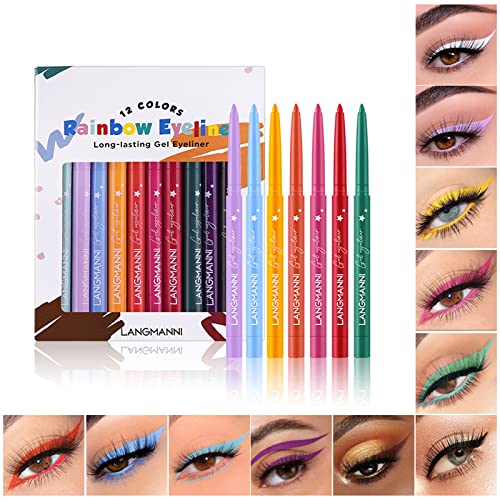 FantasyDay 12 Farben Wasserfest Wischfester Eyeliner Cremig Weiche Textur Eyelinerstift Langanhaltend Einfache Anwendung Augenstift - Professional Make-up Sets Eye Liner für Augen, Gesicht und Körper von FantasyDay