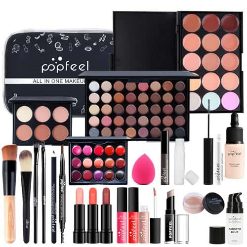 FantasyDay Multifunktions Exquisite Make-up Geschenkset Kosmetik Schmink Kit für Gesicht, Augen und Lippen - Makeup Paletten Schminkkoffer mit Lidschatten Palette, Lippenstift, Rouge, Mascara, Pinsel von FantasyDay