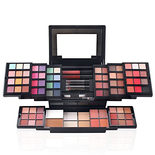 FantasyDay Multifunktions Exquisite Make-up Geschenkset Kosmetik Schmink Kit für Gesicht, Augen und Lippen - Makeup Paletten Schminkkoffer mit Lidschatten Palette, Lippenstift, Rouge, Mascara, Pinsel von FantasyDay