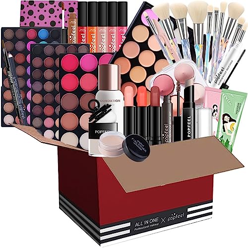 FantasyDay Multifunktions Exquisite Make-up Geschenkset Kosmetik Schmink Kit für Gesicht, Augen und Lippen - Makeup Paletten Schminkkoffer mit Lidschatten Palette, Lippenstift, Rouge, Mascara, Pinsel von FantasyDay