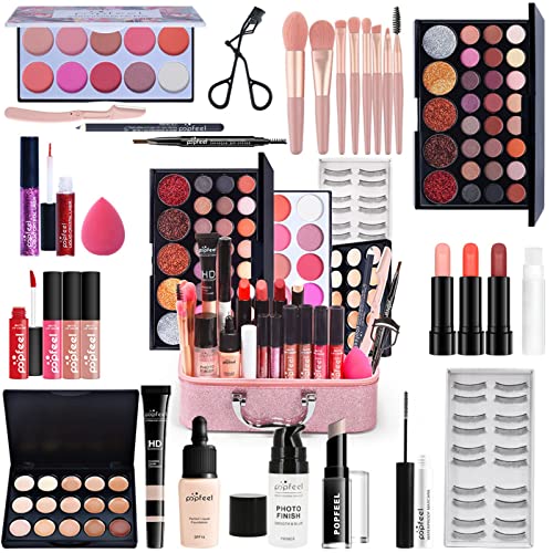 FantasyDay Multifunktions Exquisite Make-up Geschenkset Kosmetik Schmink Kit für Gesicht, Augen und Lippen - Makeup Paletten Schminkkoffer mit Lidschatten Palette, Lippenstift, Rouge, Mascara, Pinsel von FantasyDay