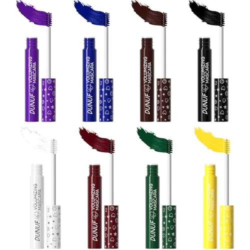 FantasyDay Wasserfest Langanhaltendes Mehrfarbig Wimperntusche für Extra Definition und Volumen, Lash Extensions Wischfeste Mascara Xmas Make-up Set für Verlängerung Pflege Wimpernlifting (8 x 2.5 ml) von FantasyDay