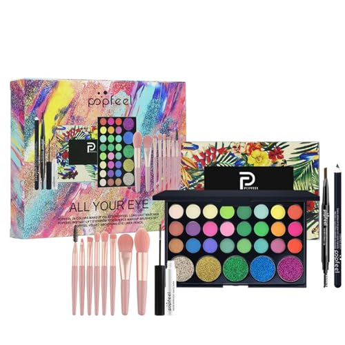 FantasyDay Xmas Make-Up Sets Adventskalender 2025 Multifunktions Kosmetik Schminkkoffer Mädchen Makeup Geschenkset - Schminke Kit mit Lidschatten Palette Lippenstift Concealer Puder Rouge Mascara von FantasyDay