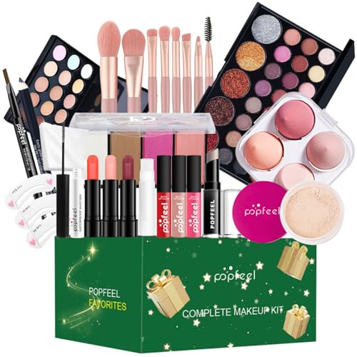 FantasyDay Xmas Make-Up Sets Adventskalender 2025 Multifunktions Kosmetik Schminkkoffer Mädchen Makeup Geschenkset - Schminke Kit mit Lidschatten Palette Lippenstift Concealer Puder Rouge Mascara von FantasyDay