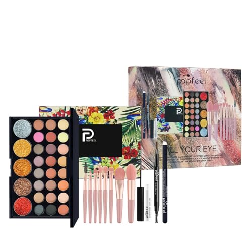 FantasyDay Xmas Make-Up Sets Adventskalender 2025 Multifunktions Kosmetik Schminkkoffer Mädchen Makeup Geschenkset - Schminke Kit mit Lidschatten Palette Lippenstift Concealer Puder Rouge Mascara von FantasyDay