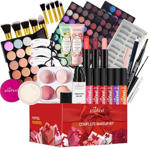 FantasyDay Xmas Make-Up Sets Adventskalender 2025 Multifunktions Kosmetik Schminkkoffer Mädchen Makeup Geschenkset - Schminke Kit mit Lidschatten Palette Lippenstift Concealer Puder Rouge Mascara von FantasyDay