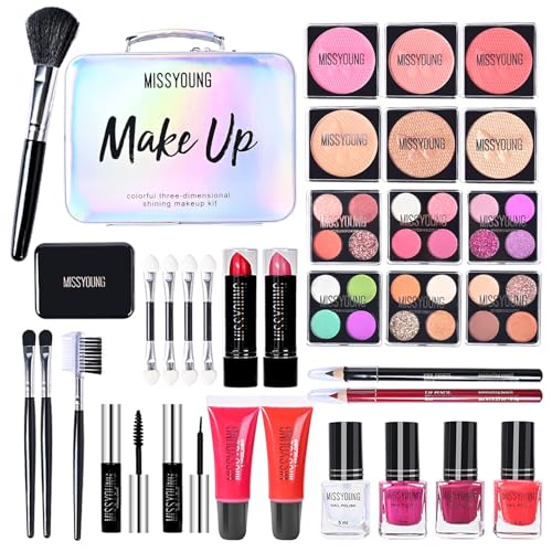 FantasyDay Xmas Make-up Sets Multifunktions Schminkkoffer Mädchen Makeup Geschenkset Kosmetik für Gesicht Augen Lippen - Schminke Kit mit Lidschatten Palette Lippenstift Concealer Puder Rouge Mascara von FantasyDay