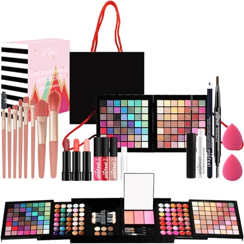 FantasyDay Xmas Make-up Sets Multifunktions Schminkkoffer Mädchen Makeup Geschenkset Kosmetik für Gesicht Augen Lippen - Schminke Kit mit Lidschatten Palette Lippenstift Concealer Puder Rouge Mascara von FantasyDay