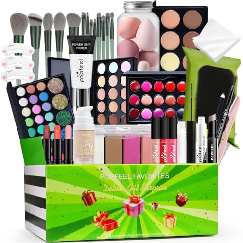 FantasyDay Xmas Make-up Sets Multifunktions Schminkkoffer Mädchen Makeup Geschenkset Kosmetik für Gesicht Augen Lippen - Schminke Kit mit Lidschatten Palette Lippenstift Concealer Puder Rouge Mascara von FantasyDay