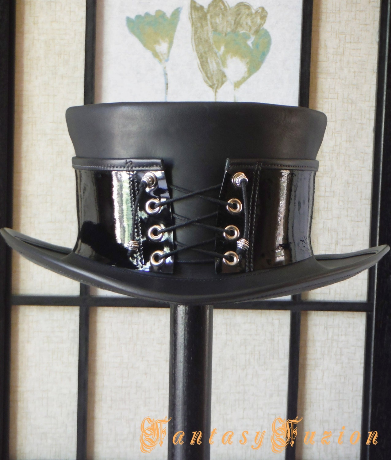 Zylinder Korsett // Steampunk Hut Schwarzes Leder Gothic Zylinder Korsett // Steampunk Hut Schwarzes Leder Gothic von FantasyFuzion