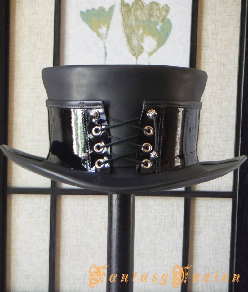 Zylinder Korsett // Steampunk Hut Schwarzes Leder Gothic Zylinder Korsett // Steampunk Hut Schwarzes Leder Gothic von FantasyFuzion