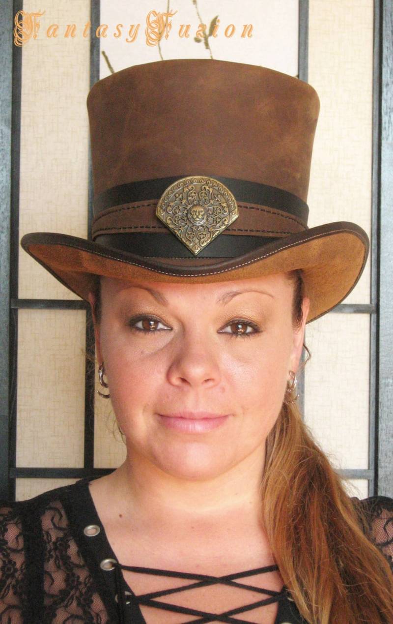 steampunk Hut Viktorianisch Edel Jäger Löwenwappen Leder Hohe 2 Töne steampunk Hut Viktorianisch Edel Jäger Löwenwappen Leder Hohe 2 Töne von FantasyFuzion