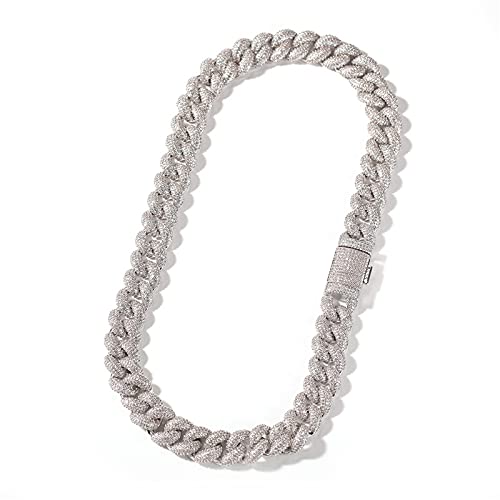 Fantex 14MM Iced Out Shiny CZ Diamant Neuheit Kubanische Gliederkette, 18K vergoldet Hip Hop Dickes Seil Chokerhalskette für Männer Frauen (18) von Fantex