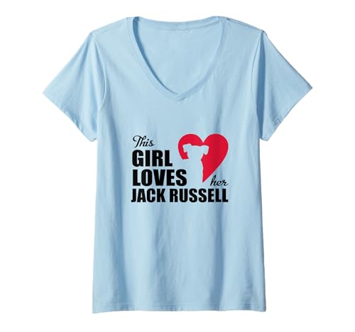 Damen Jack Russel Terrier T-Shirt mit V-Ausschnitt Damen Jack Russel Terrier T-Shirt mit V-Ausschnitt von Fantje