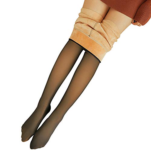 Fanville Hosen Beine Gefälschte durchscheinende warme Fleece-Strumpfhosen Frauen Weiche Leggings von Fanville