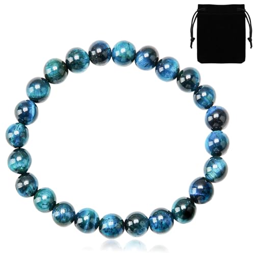 Fanxaolnes Armband aus Natürlichem Blauem Tigerauge 8mm, Elastisches für Männer und Frauen, Hochwertiges Handgefertigtes Naturstein Chakra als Geschenk Fanxaolnes Armband aus Natürlichem Blauem Tigerauge 8mm, Elastisches für Männer und Frauen, Hochwertiges Handgefertigtes Naturstein Chakra als Geschenk von Fanxaolnes