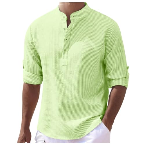 Faonkeew Hemd Herren Langarm Henley Shirt mit Knopfleiste Mode Streifen Freizeithemd Mit Knöpfe Stehkragen Einfarbig Business Hemden Baumwolle Leinenhemd Sommerhemd Faonkeew Hemd Herren Langarm Henley Shirt mit Knopfleiste Mode Streifen Freizeithemd Mit Knöpfe Stehkragen Einfarbig Business Hemden Baumwolle Leinenhemd Sommerhemd von Faonkeew