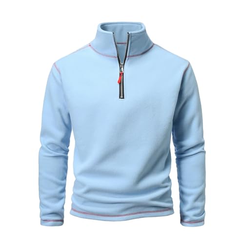 Faonkeew Herren Fleecepullover Rollkragen Arbeitspullover Warm Atmungsaktiv Sport Sweatshirt mit Stehkargen Winterpullover Pulli Pullover Herren Troyer mit Reissverschluss von Faonkeew