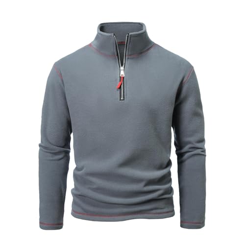 Faonkeew Herren Fleecepullover Rollkragen Arbeitspullover Warm Atmungsaktiv Sport Sweatshirt mit Stehkargen Winterpullover Pulli Pullover Herren Troyer mit Reissverschluss von Faonkeew