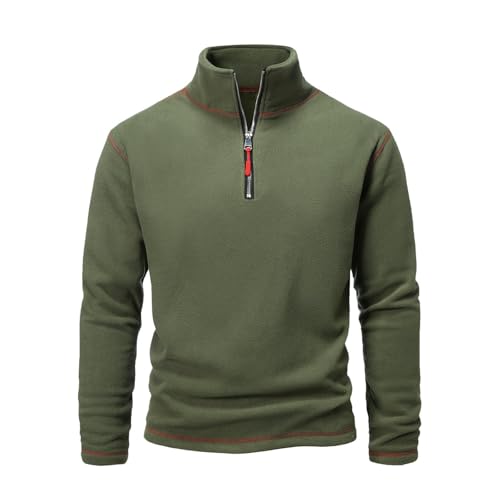 Faonkeew Herren Fleecepullover Rollkragen Arbeitspullover Warm Atmungsaktiv Sport Sweatshirt mit Stehkargen Winterpullover Pulli Pullover Herren Troyer mit Reissverschluss von Faonkeew