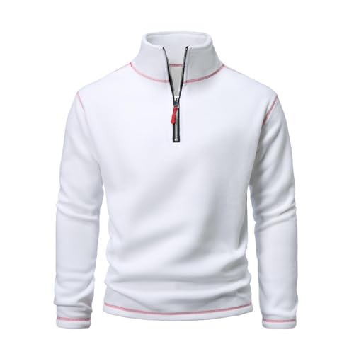 Faonkeew Herren Fleecepullover Rollkragen Arbeitspullover Warm Atmungsaktiv Sport Sweatshirt mit Stehkargen Winterpullover Pulli Pullover Herren Troyer mit Reissverschluss von Faonkeew
