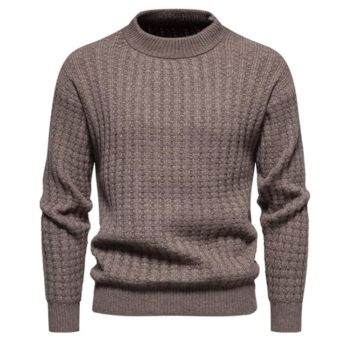 Faonkeew Herren Pullover Langarm Strickpullover mit Rundhals Slim fit Feinstrick Winterpullover Männer Winter Basic Slim Fit Baumwolle Sweatshirt Arbeitspullover Casual Langarmshirts von Faonkeew