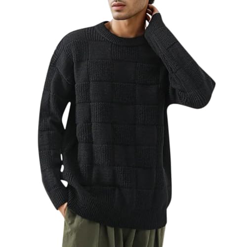 Faonkeew Herren Rundhals Langarm Winterpullover Strickpullover Feinstrick Warmer Winter Pullover Pulli Arbeitspullover Casual Basic Strick Sweater Baumwolle Sweatshirt von Faonkeew