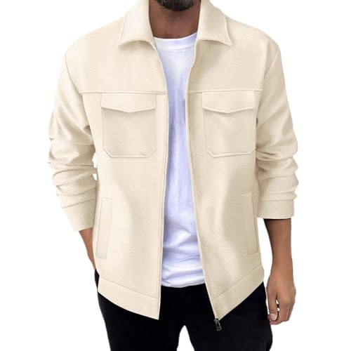 Faonkeew Jacke Herren Hemdjacke Leichte Freizeit Jacquard Übergangsjacke Langarm Dünne Einfarbig Vintage Freizeithemd Casual Mit Reißverschlüsse und Taschen Regular Fit Langarmhemd Faonkeew Jacke Herren Hemdjacke Leichte Freizeit Jacquard Übergangsjacke Langarm Dünne Einfarbig Vintage Freizeithemd Casual Mit Reißverschlüsse und Taschen Regular Fit Langarmhemd von Faonkeew