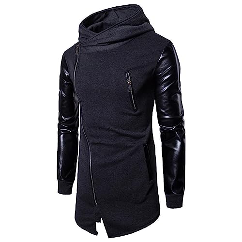 Faonkeew Kapuzenpullover Herren Hoodies Fleecejacke Gothic Creed Reißverschluss Seite Schnürung Jacke Premium Kapuzenpulli Oversized Sweat Jacken Hoody Mit Kapuze von Faonkeew