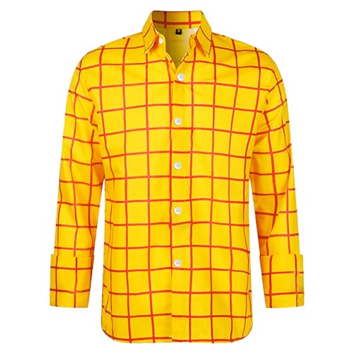 Faonkeew Kariertes Hemd Herren 3D Kariert Bedruckte Herrenhemden Freizeithemd Revers Button Down Slim Fit Tops Casual Western Karneval Fasching Shirt Faschingshemd Karohemd von Faonkeew