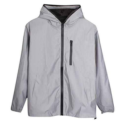 Faonkeew Regenjacke Herren Winter Reflektierende Jacke Unisex Fahrradjacke Windjacke mit Kapuze Wasserdicht Atmungsaktiv Winddicht Radjacke Laufjacke Outdoor Windbreaker Running Radsportmantel von Faonkeew