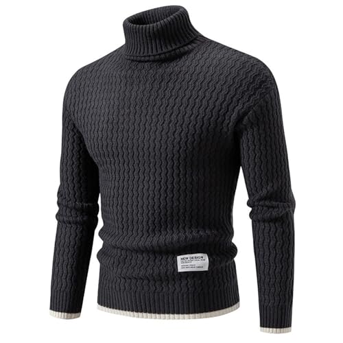 Faonkeew Rollkragenpullover Herren Strickpullover Winterpullover Solide Einfachheit Freizeitpullover Basic Pullover Männer Feinstrick Warmer Winter Pullover Pulli Casual Basic Strick Langarm Sweater von Faonkeew