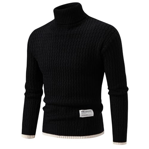 Faonkeew Rollkragenpullover Herren Strickpullover Winterpullover Solide Einfachheit Freizeitpullover Basic Pullover Männer Feinstrick Warmer Winter Pullover Pulli Casual Basic Strick Langarm Sweater von Faonkeew