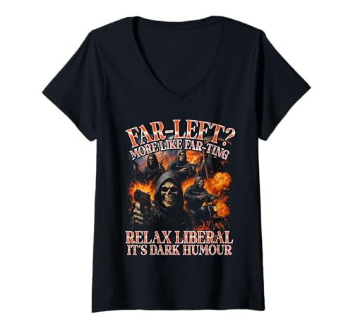 Damen Ganz Links, eher wie Far Ting Funny Bootleg Republican T-Shirt mit V-Ausschnitt Damen Ganz Links, eher wie Far Ting Funny Bootleg Republican T-Shirt mit V-Ausschnitt von Far Left, More Like Far Ting Funny Bootleg
