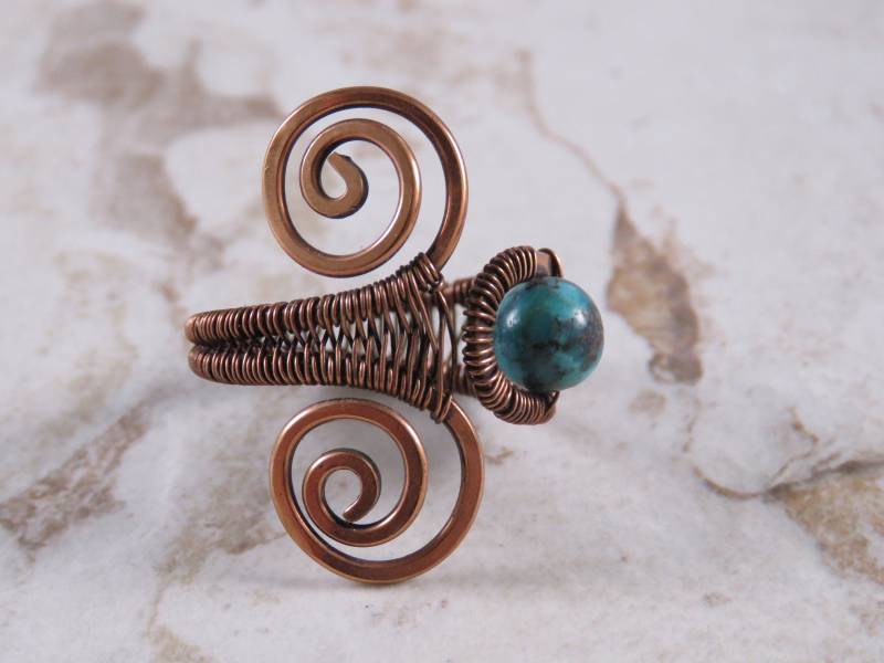 Handgeschmiedeter Türkis Ring Aus Kupferdraht von FarOutCreations