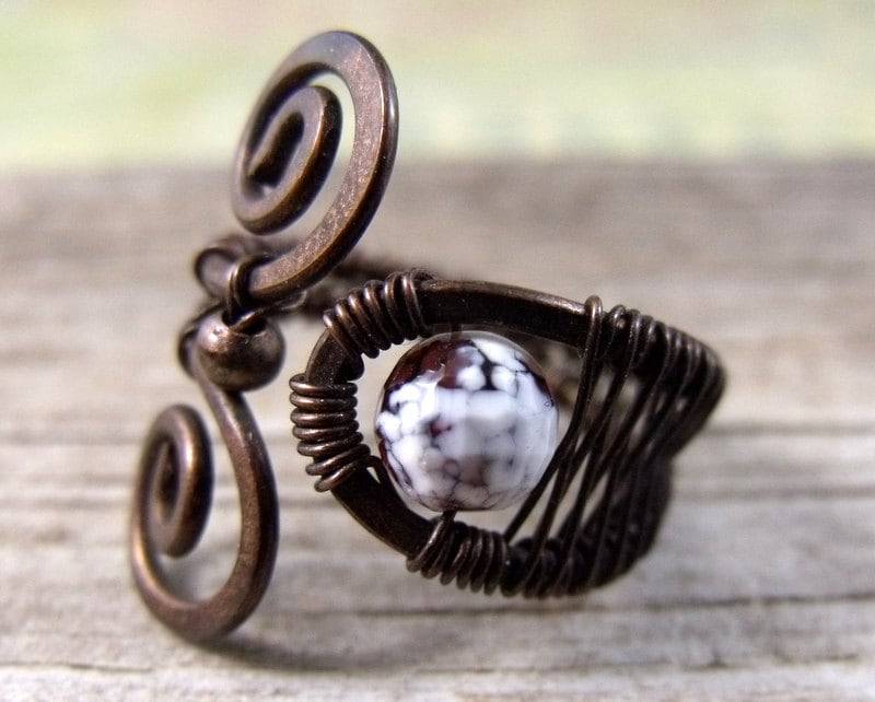 Kupferring Mit Honigfarbenem Achat von FarOutCreations