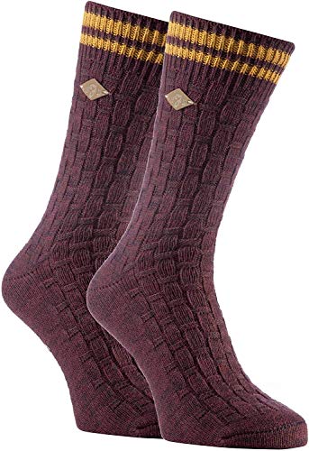 FARAH® - 2er Pack Herren Vintage Qualität Baumwolle Socken mit Gestreift (39/45, 04 Deep Red) von Farah