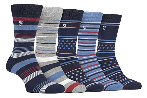 Farah 5er Pack Herren Bambussocken Bunt Farbig Business Socken (39-45, Blau / Marine) von Farah