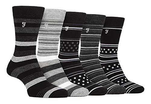 Farah 5er Pack Herren Bambussocken Bunt Farbig Business Socken (39-45, Holzkohle / Schwarz) von Farah