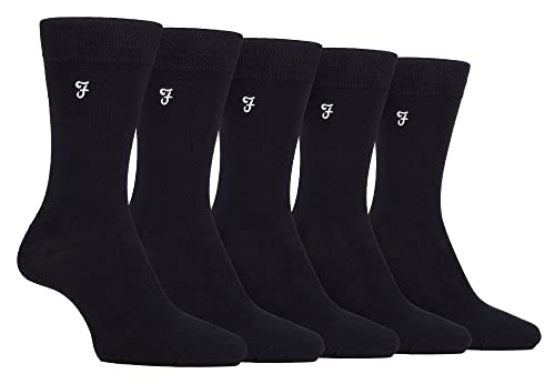 Farah 5er Pack Herren Bambussocken Bunt Farbig Business Socken (39-45, Schwarz) von Farah