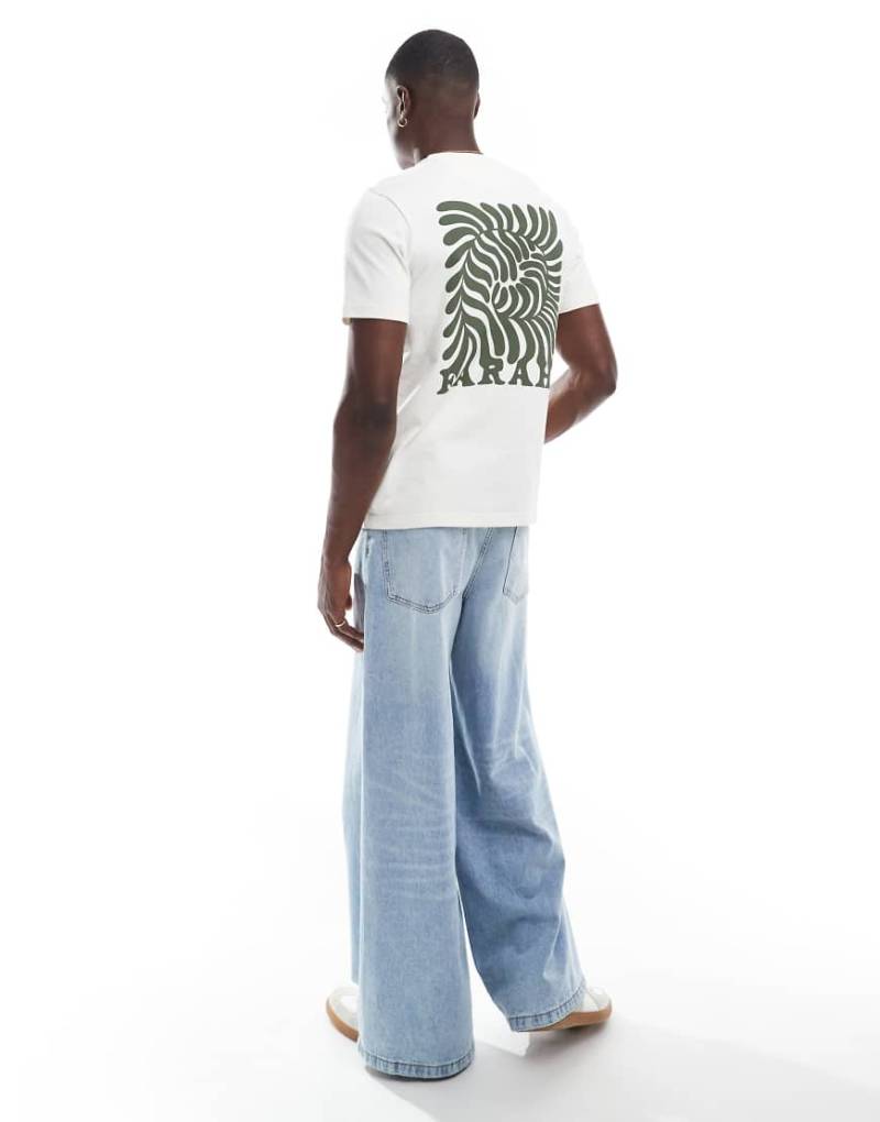 Farah - Amesbury - T-Shirt in Beige mit Brust- und Rückenprint-Neutral von Farah