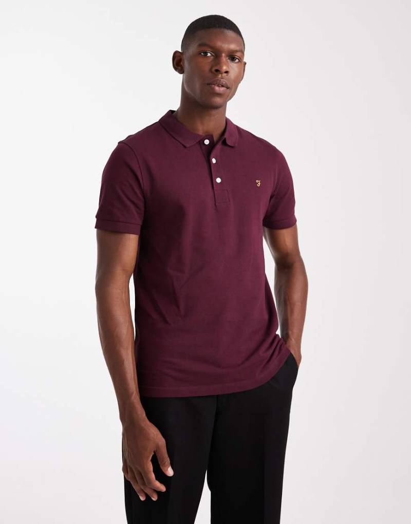 Farah - Blanes - Kurzärmliges Polohemd in Burgunderrot von Farah