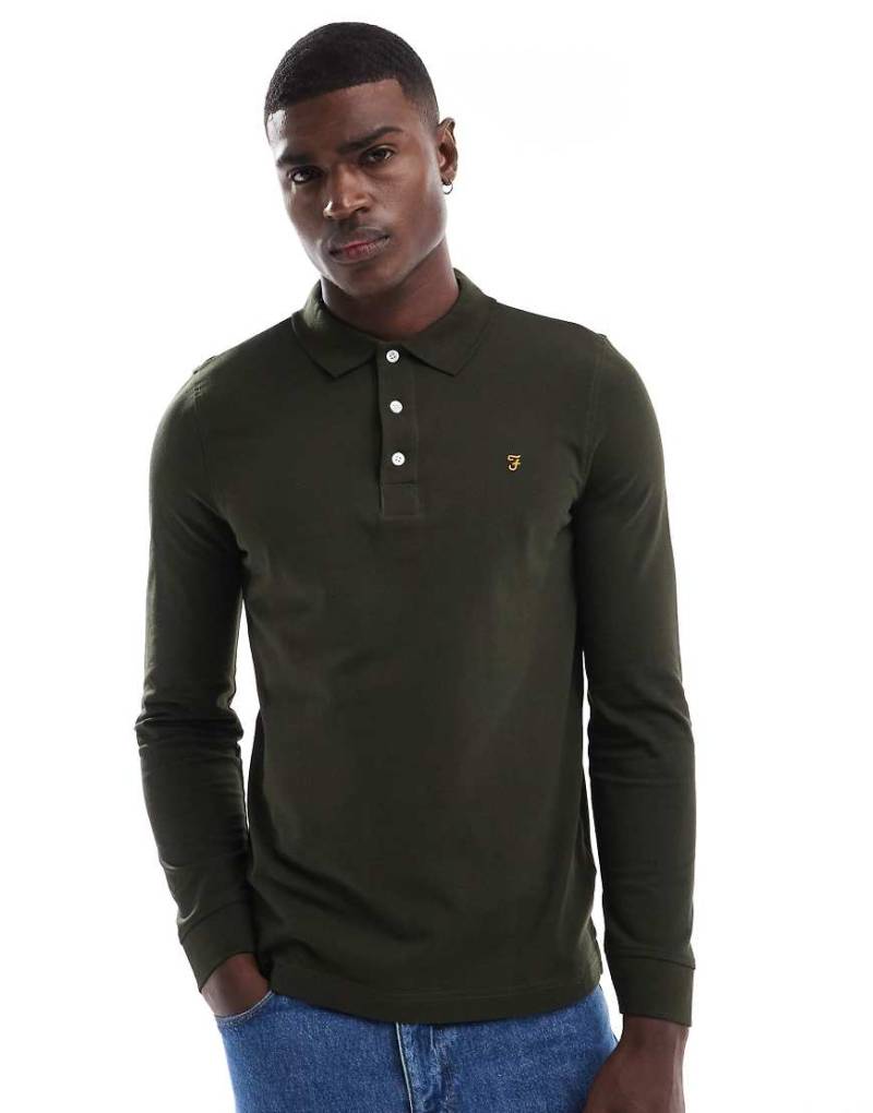 Farah - Blanes - Langärmliges Polohemd in Grün von Farah