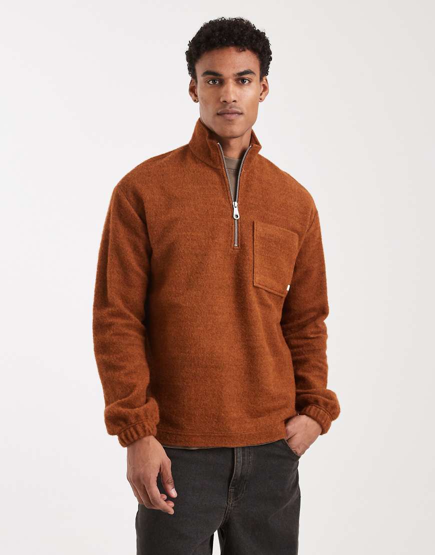 Farah - Boxdale - Sweatshirt in Orange mit halblangem Reißverschluss von Farah