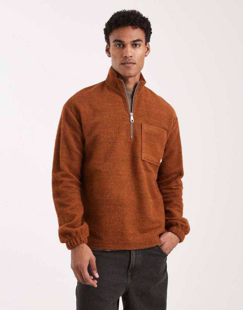 Farah - Boxdale - Sweatshirt in Orange mit halblangem Reißverschluss von Farah